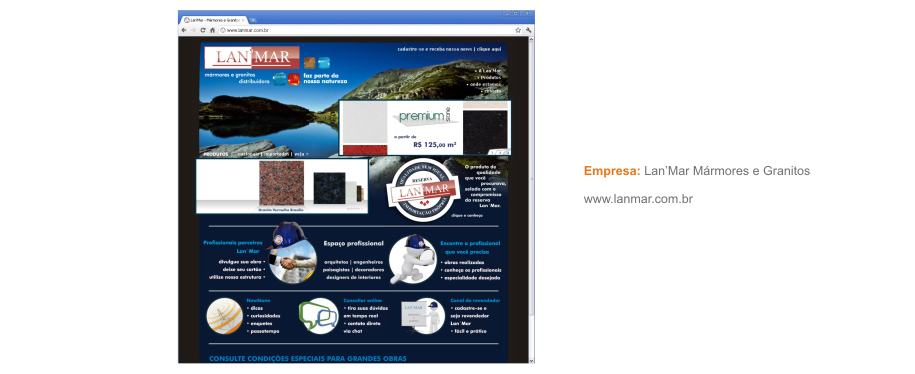 Site da empresa Lanmar - Mármores e Granitos