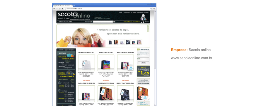 Site da empresa Sacola Online